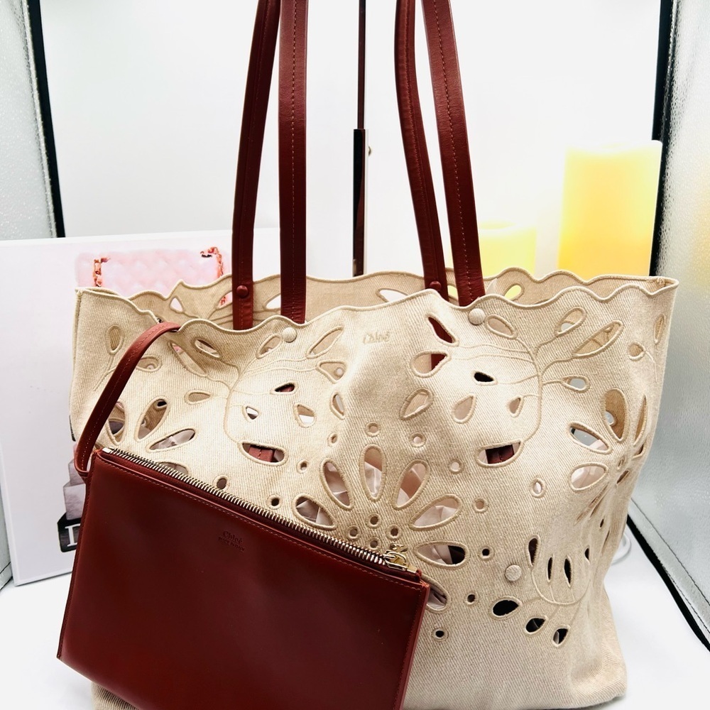 Chloé East-West Floral Linen Tote - EUC - Picture 5 of 15